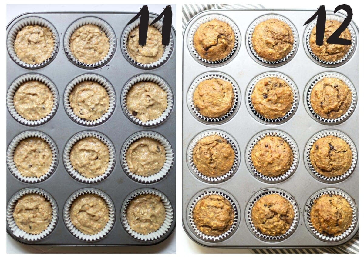 The munffins before and after baking.