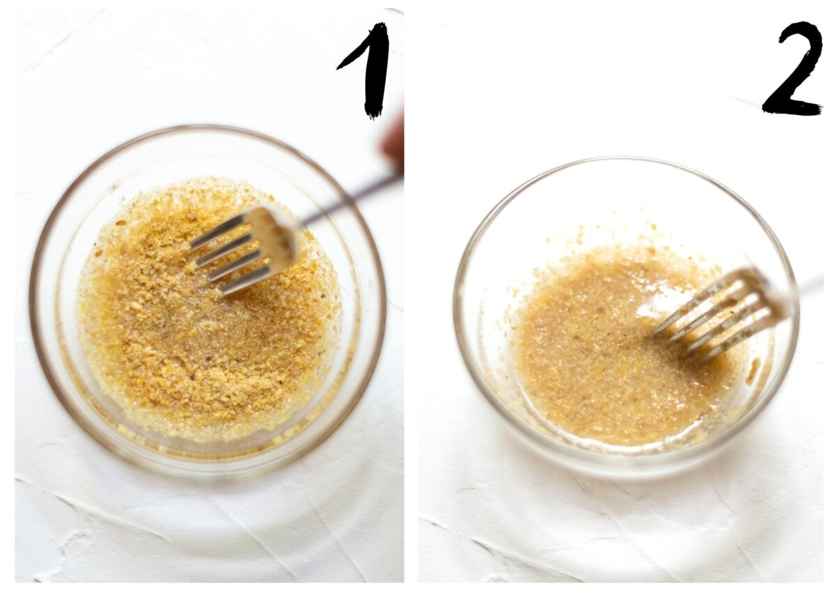 Stages of making the flax-egg.